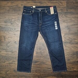Levi's 505 Mens 40x30 Regular Fit Straight Leg Dark‎ Wash Blue Jeans Stretch NEW